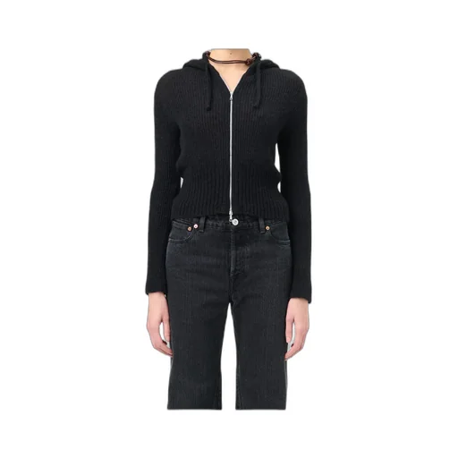 Compact Hood Knitted Zip-Up Cardigan