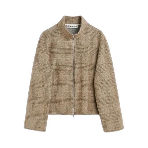 Shrunken Checked Fullzip Cardigan