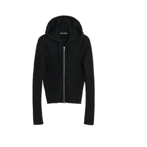 Compact Hood Knitted Zip-Up Cardigan