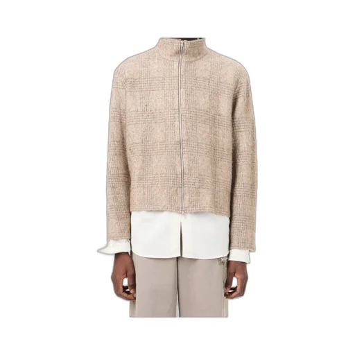 Shrunken Checked Fullzip Cardigan