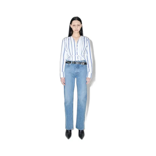 Linear Cut Straight-Leg Jeans