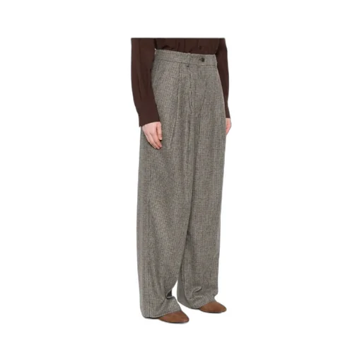 Houndstooth Wide-Leg Trousers