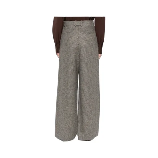 Houndstooth Wide-Leg Trousers