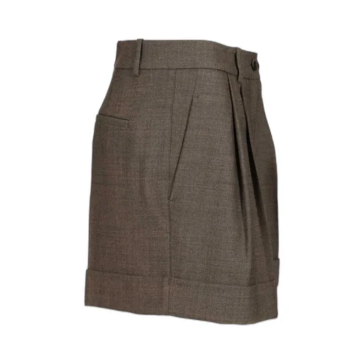 Wool Blend Pleated Shorts