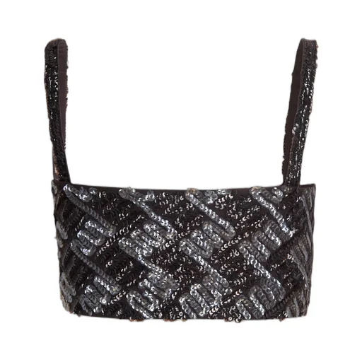 Short Suspenders Sequin Top
