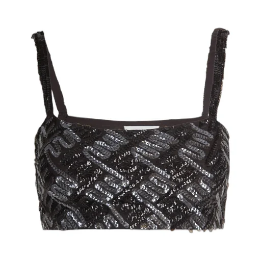 Short Suspenders Sequin Top