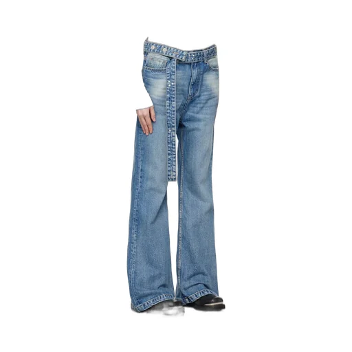 Belted Loose Flared Jeans