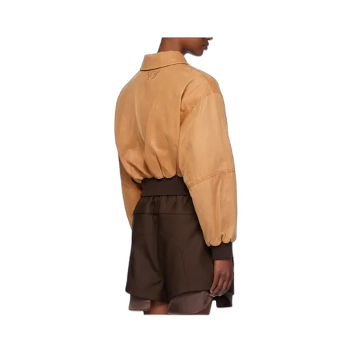 Paper Like Crop Bomber Jacket