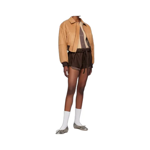 Paper Like Crop Bomber Jacket