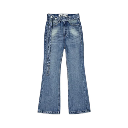 Belted Loose Flared Jeans