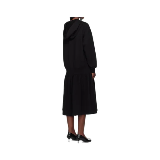 Jersey Pleated Hooded Midi Dress