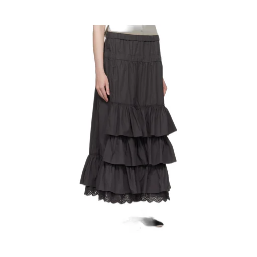 Rolled Waist Layered Midi Skirt