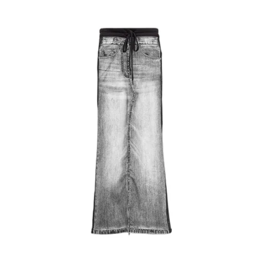 Front Jean Effect Jersey Skirt