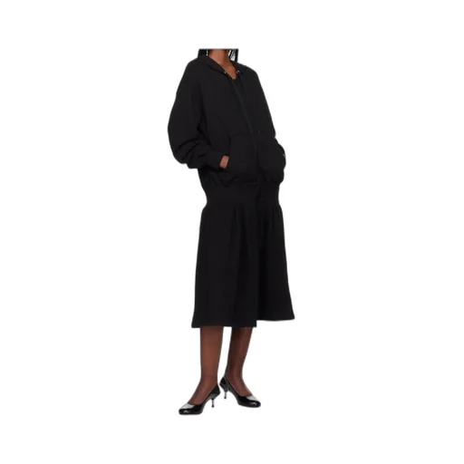 Jersey Pleated Hooded Midi Dress