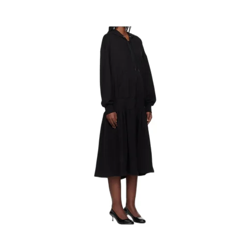 Jersey Pleated Hooded Midi Dress