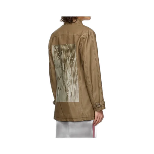 Printed Synthetic Leather Jacket