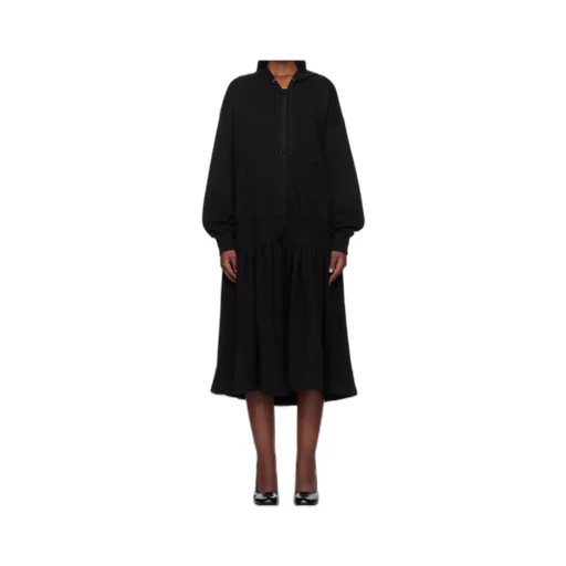 Jersey Pleated Hooded Midi Dress