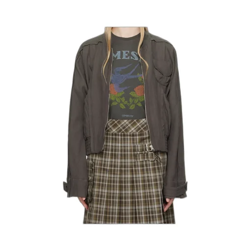 Linen Paneled Bomber Jacket