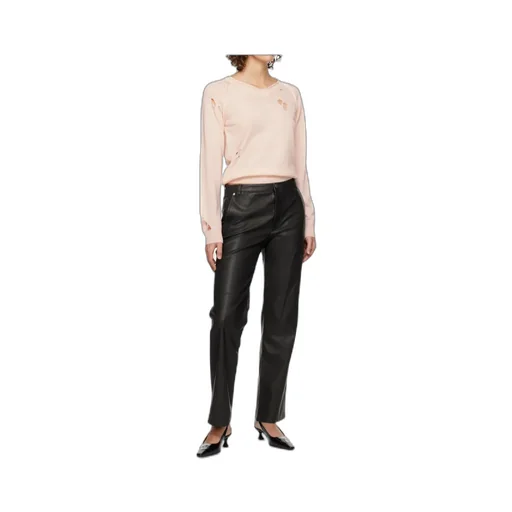 Straight-Leg Faux Leather Trousers
