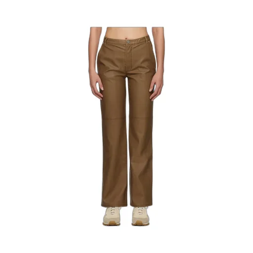 Straight-Leg Faux Leather Trousers