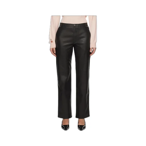 Straight-Leg Faux Leather Trousers