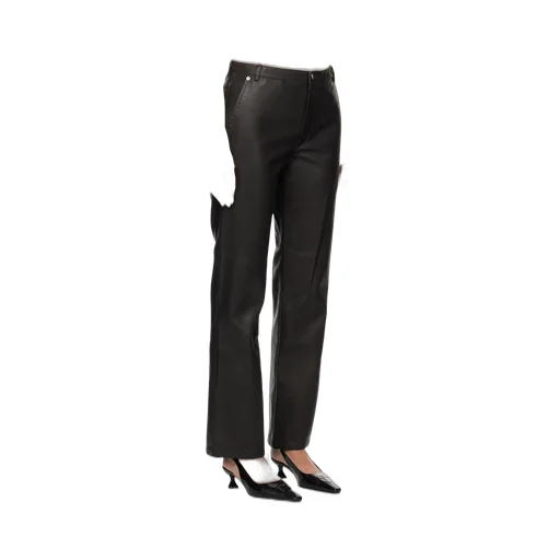 Straight-Leg Faux Leather Trousers