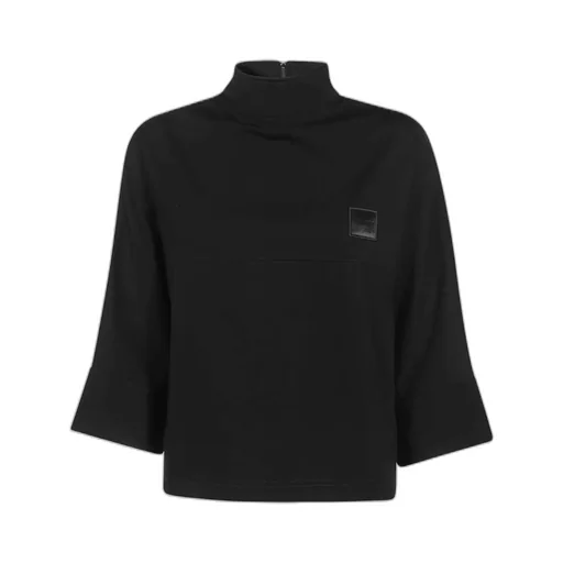 Logo-Patch High-Neck Jersey Top