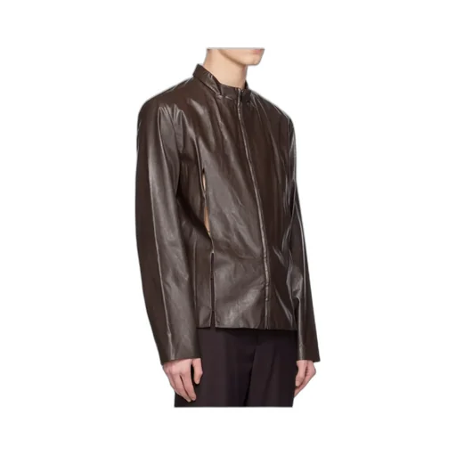 Slit Faux Leather Jacket
