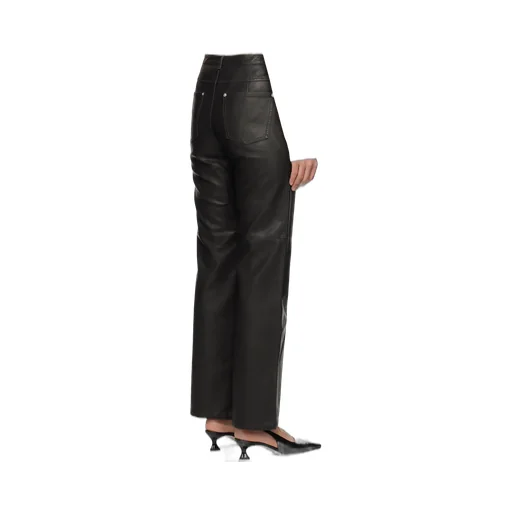 Straight-Leg Faux Leather Trousers