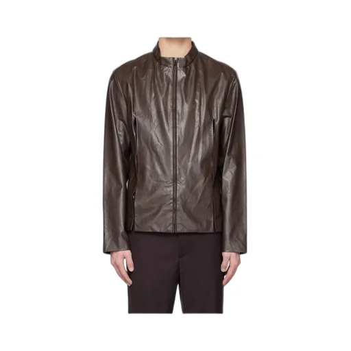 Slit Faux Leather Jacket
