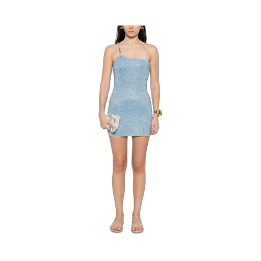 Chain-Embellished One-Shoulder Dress
