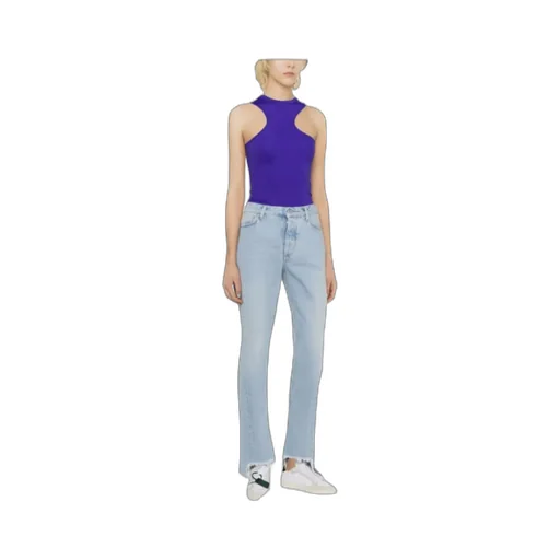 Frayed-Edge Straight Leg Skinny Jeans