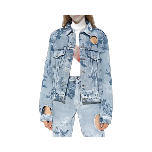 Cut-Out Long-Sleeved Denim Jacket