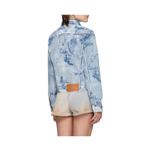Cut-Out Long-Sleeved Denim Jacket
