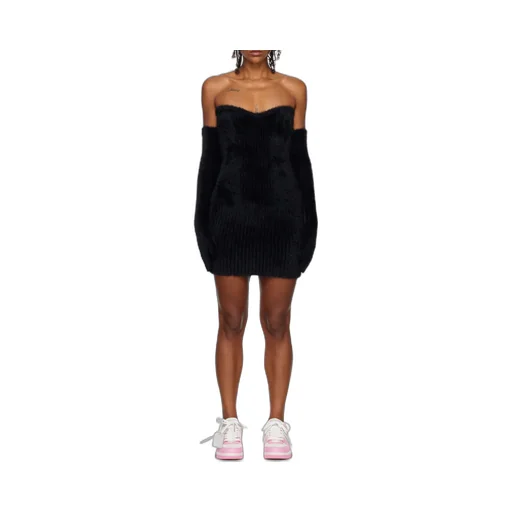Fuzzy Gloves Knitted Mini Dress