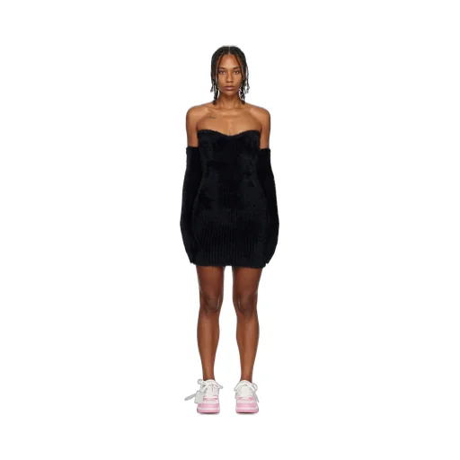 Fuzzy Gloves Knitted Mini Dress