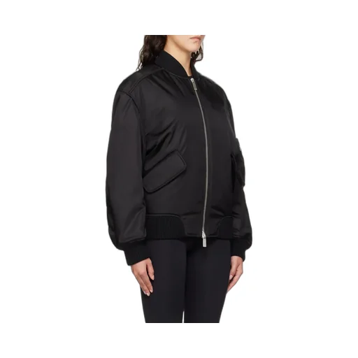 Band-Collared Zip-Up Bomber Jacket