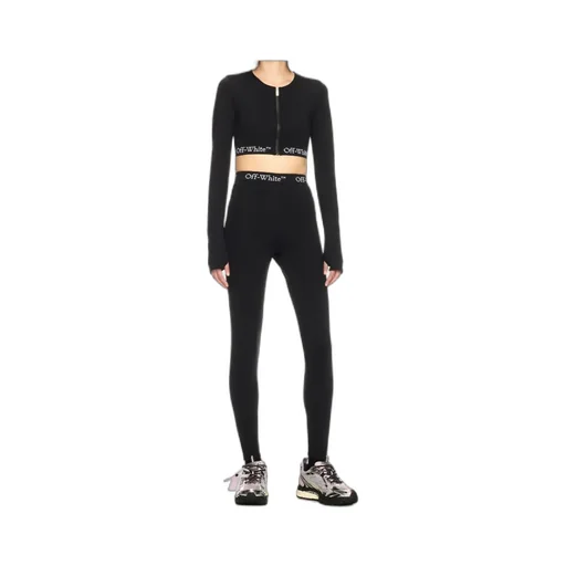 Logo Band Zip Crop Top