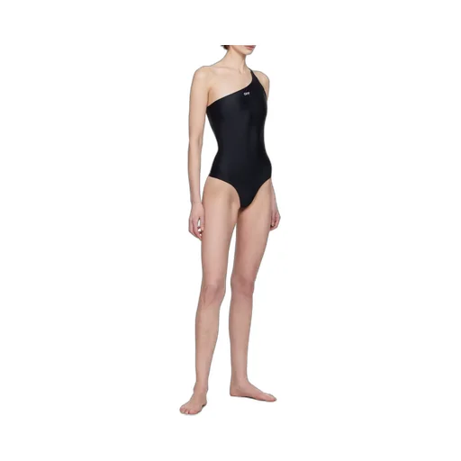 Logo Embroidered One-Shoulder Swimsuit