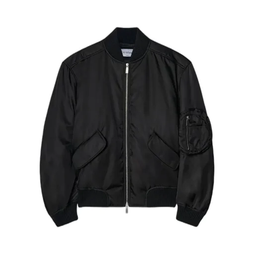 Band-Collared Zip-Up Bomber Jacket