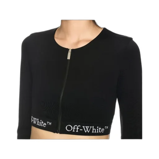 Logo Band Zip Crop Top