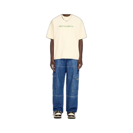 Irregular Logo Embroidered Jeans
