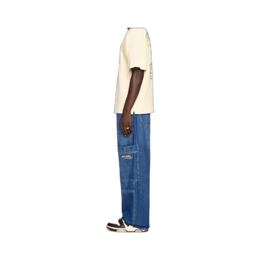Irregular Logo Embroidered Jeans