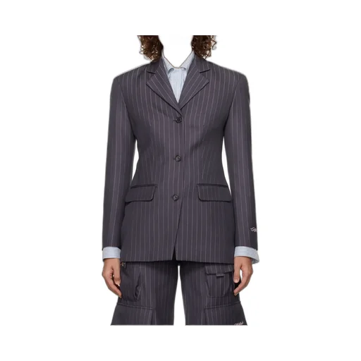 Striped Single-Breasted Blazer