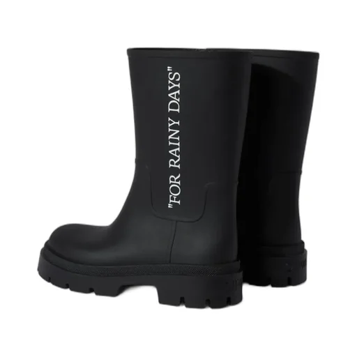 Slogan Printed Round Toe Boots
