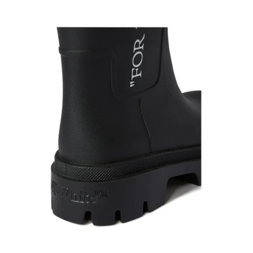 Slogan Printed Round Toe Boots