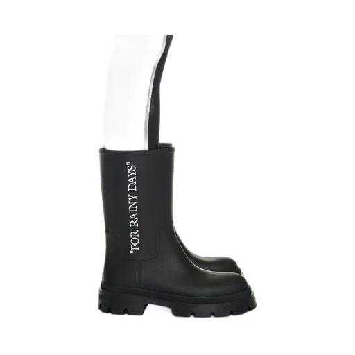 Slogan Printed Round Toe Boots