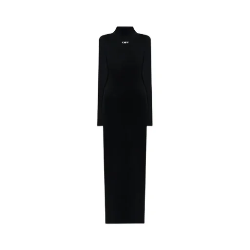 Off Stamp High Neck Long-Sleeved Dress