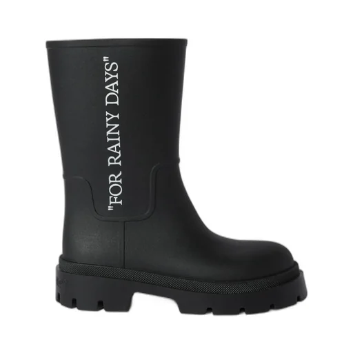 Slogan Printed Round Toe Boots