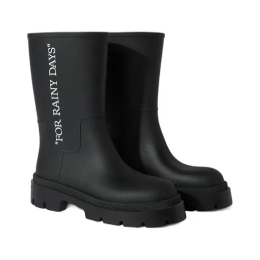 Slogan Printed Round Toe Boots
